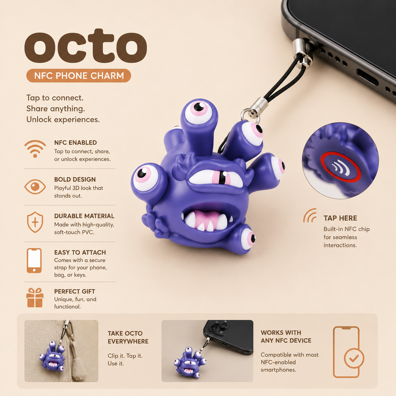 NFC Charm being tapped on a phone