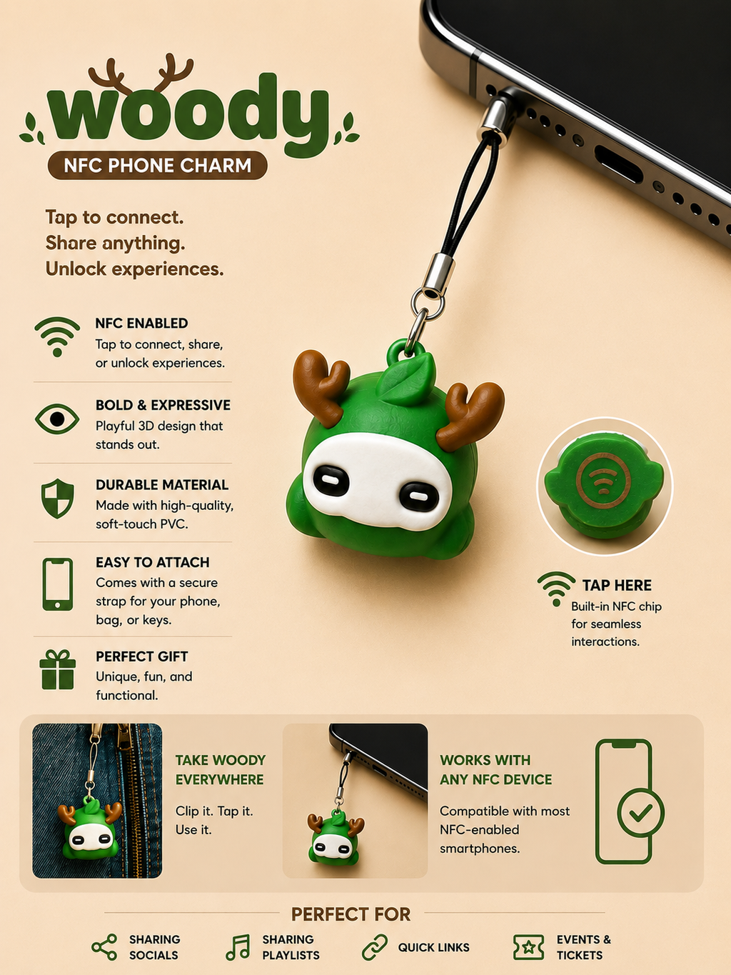 Woody - NFC Charm